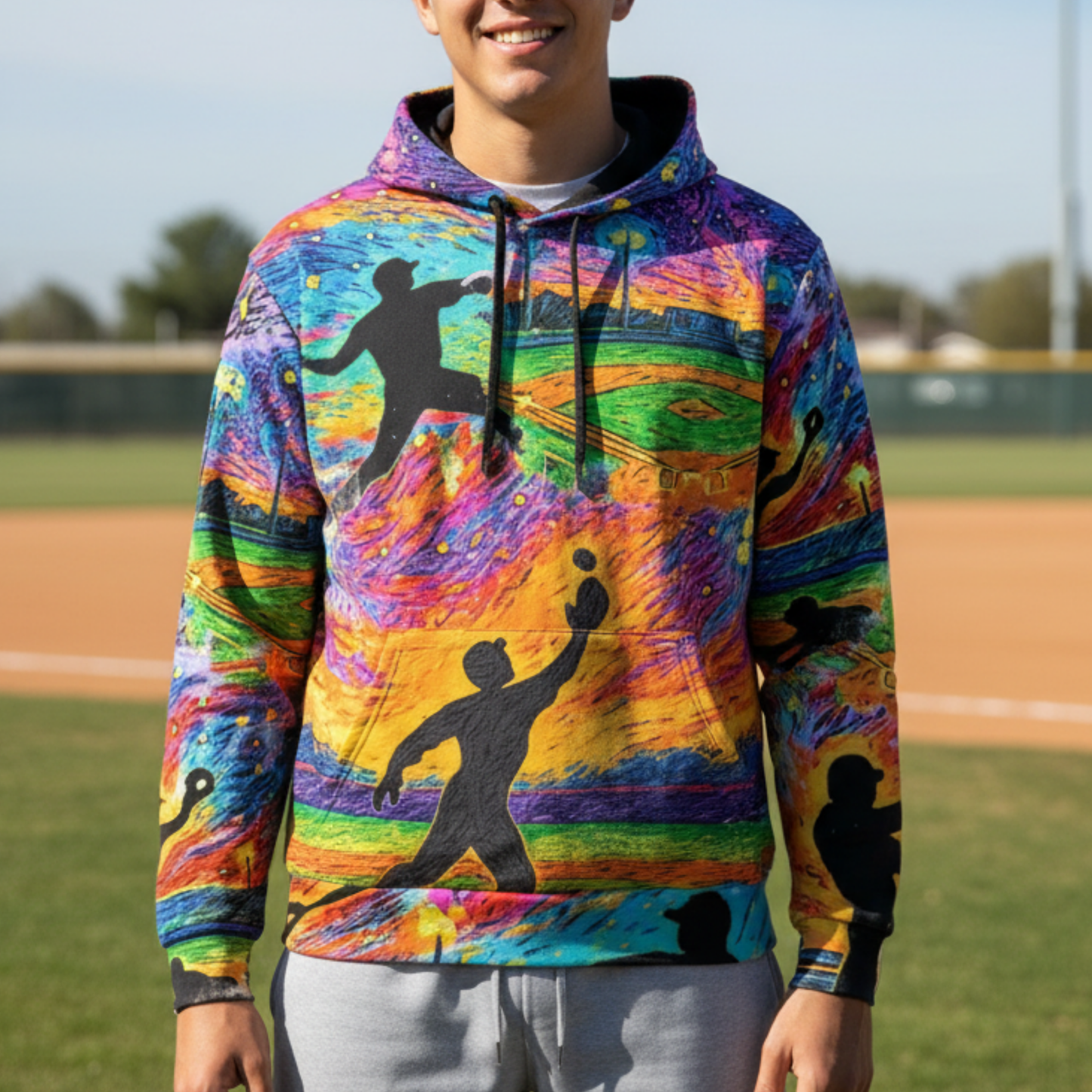 Adult Unisex Hoodie: Color Your Canvas Baseball Design
