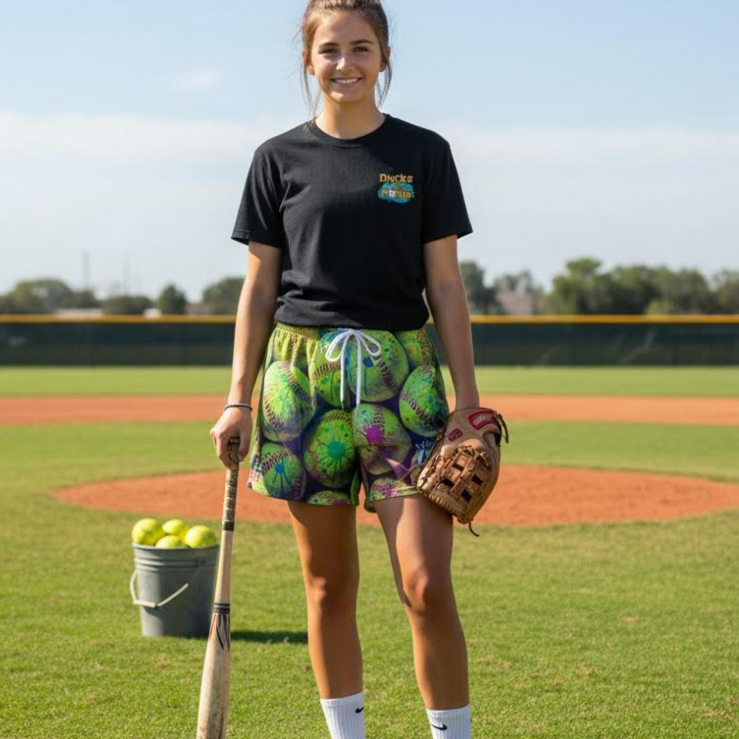 Women's Softball Mesh Shorts, Paint Splatter Pattern