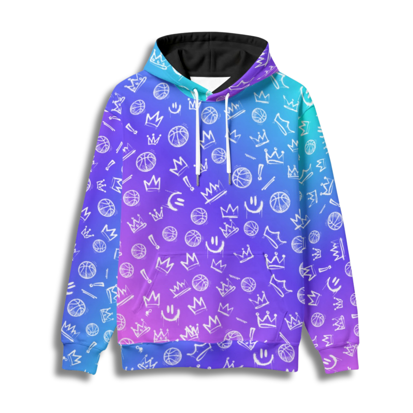 Adult Unisex Fleece Lined Basketball Hoodie: Gradient Graffiti