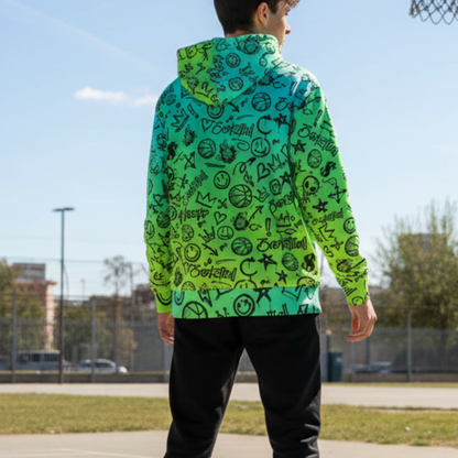 Adult Unisex Gradient Green Basketball Hoodie