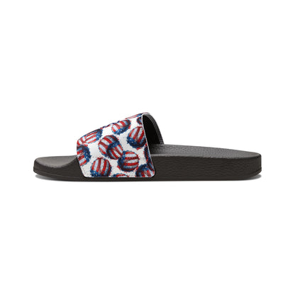 Personalized Men's Baseball Removable Strap Sandal Slides, Patriotic Sportswear