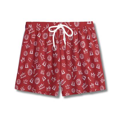 Youth Red & White Graffiti Basketball Mesh Shorts