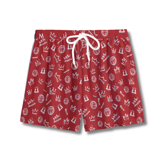 Youth Red & White Graffiti Basketball Mesh Shorts