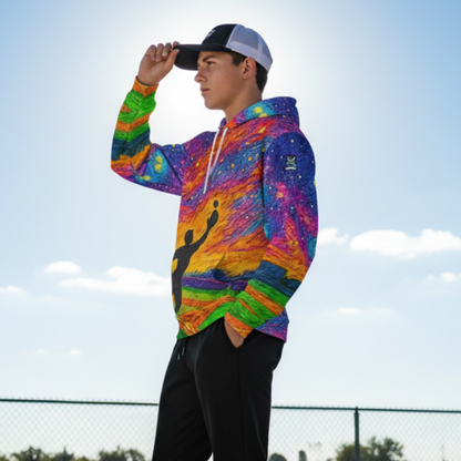 Adult Unisex Fleece Lined Hoodie: Baseball Illustration Print