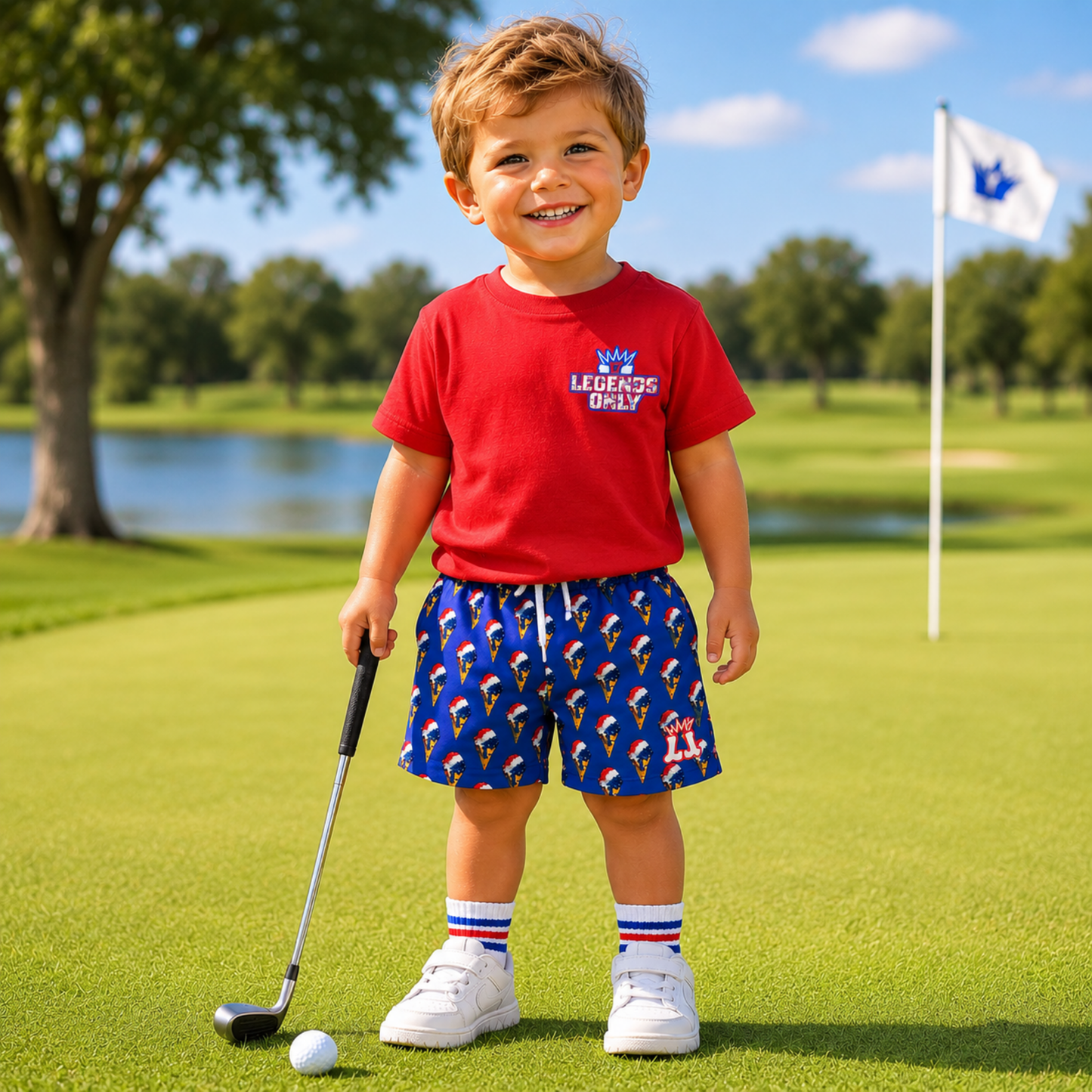 Toddler Mesh Shorts, Patriotic Golf Shorts for Kids