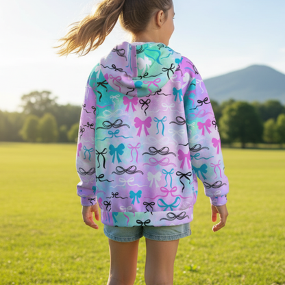 Girl's Coquette Bow Cotton Candy Hoodie