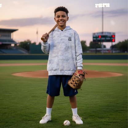 Youth American Flag Baseball Hoodie - Gray Camo