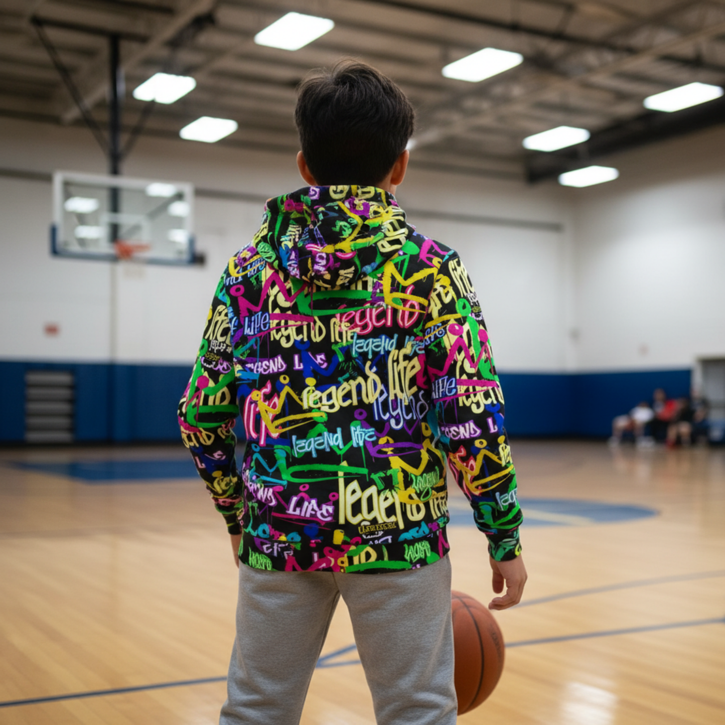 Adult Unisex Fleece Lined Hoodie: All Over Print Colorful Dripping Crowns