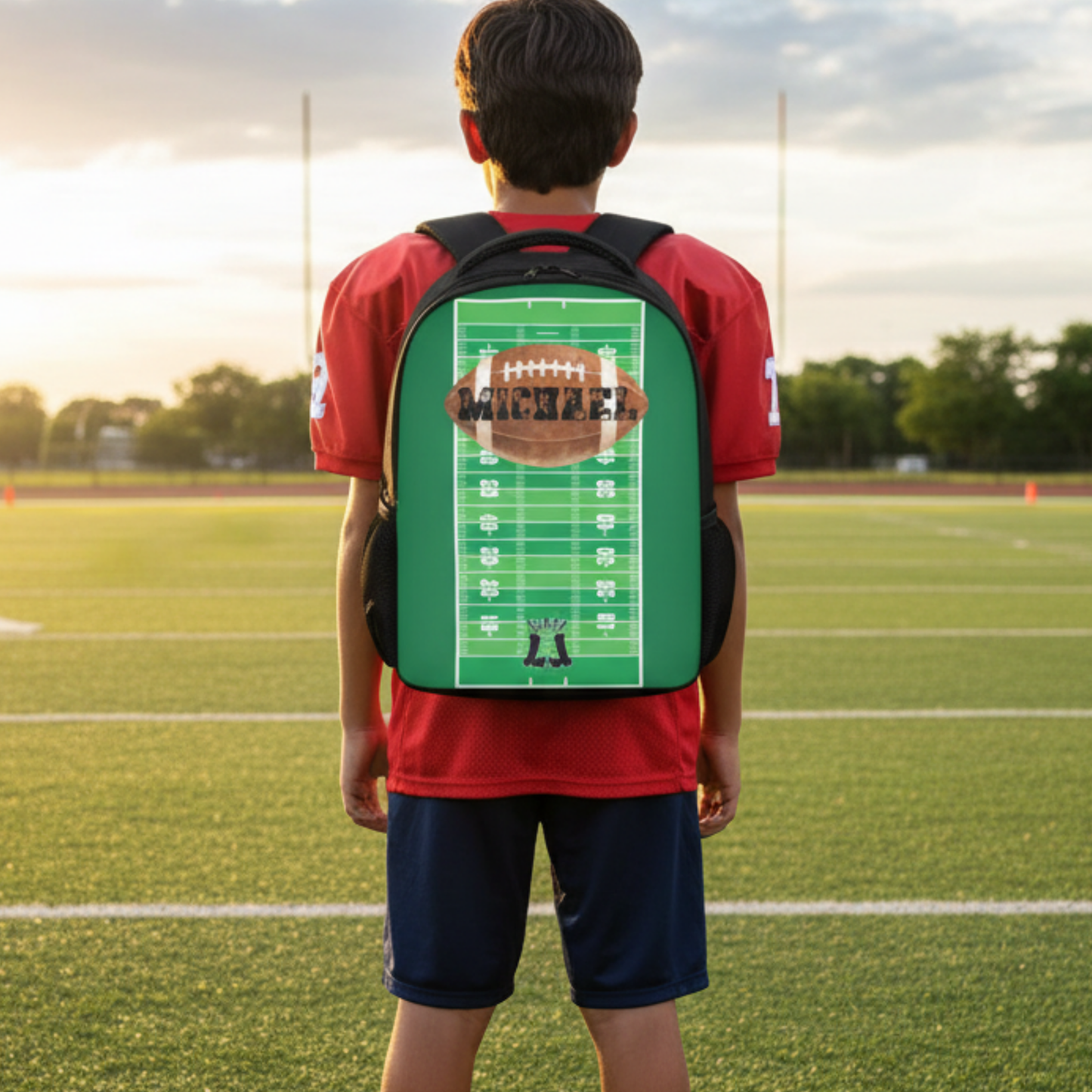 Personalized Football Backpack, Custom Name Sports Bag