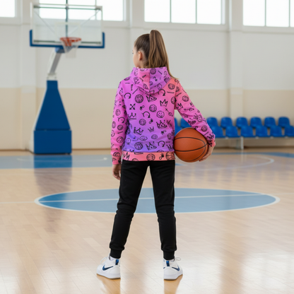 Adult Unisex Basketball Hoodie: Gradient Graffiti Design