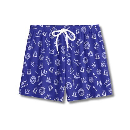 Youth Blue & White Graffiti Basketball Mesh Shorts