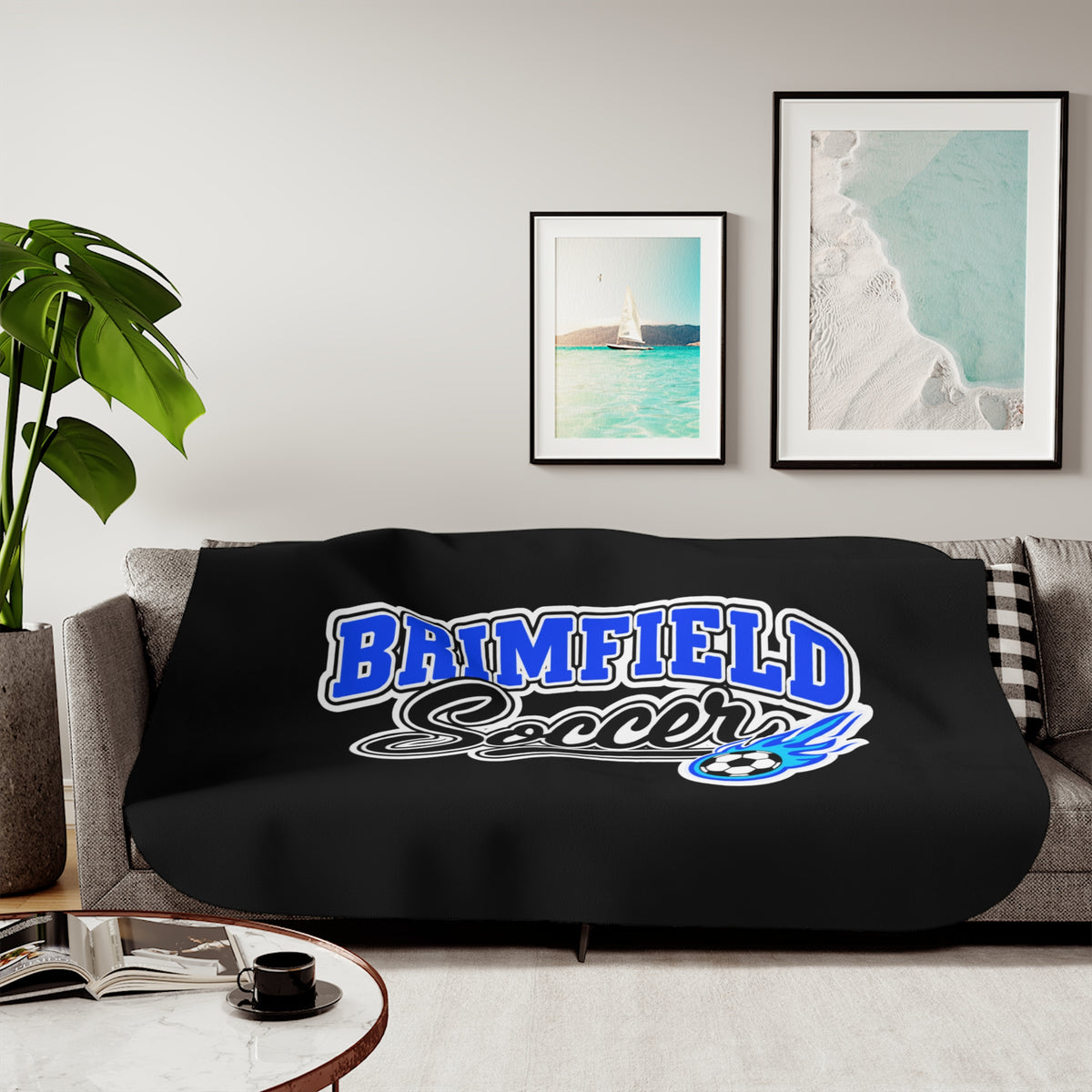 Brimfield Soccer Sherpa Fleece Blanket - Black