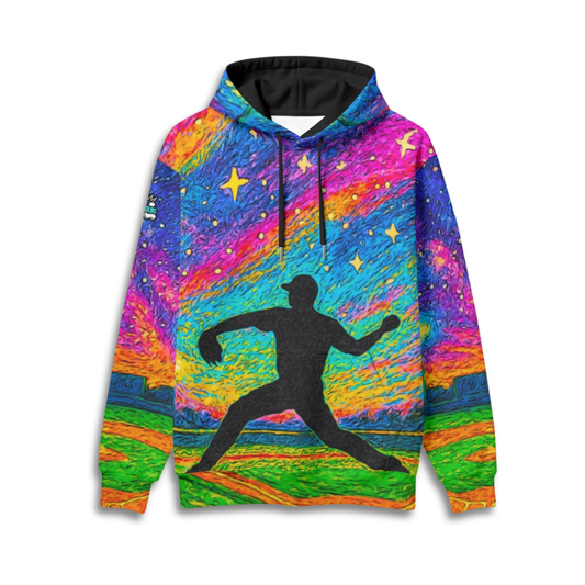 Adult Unisex Fleece Lined Hoodie: Baseball Illustration Print