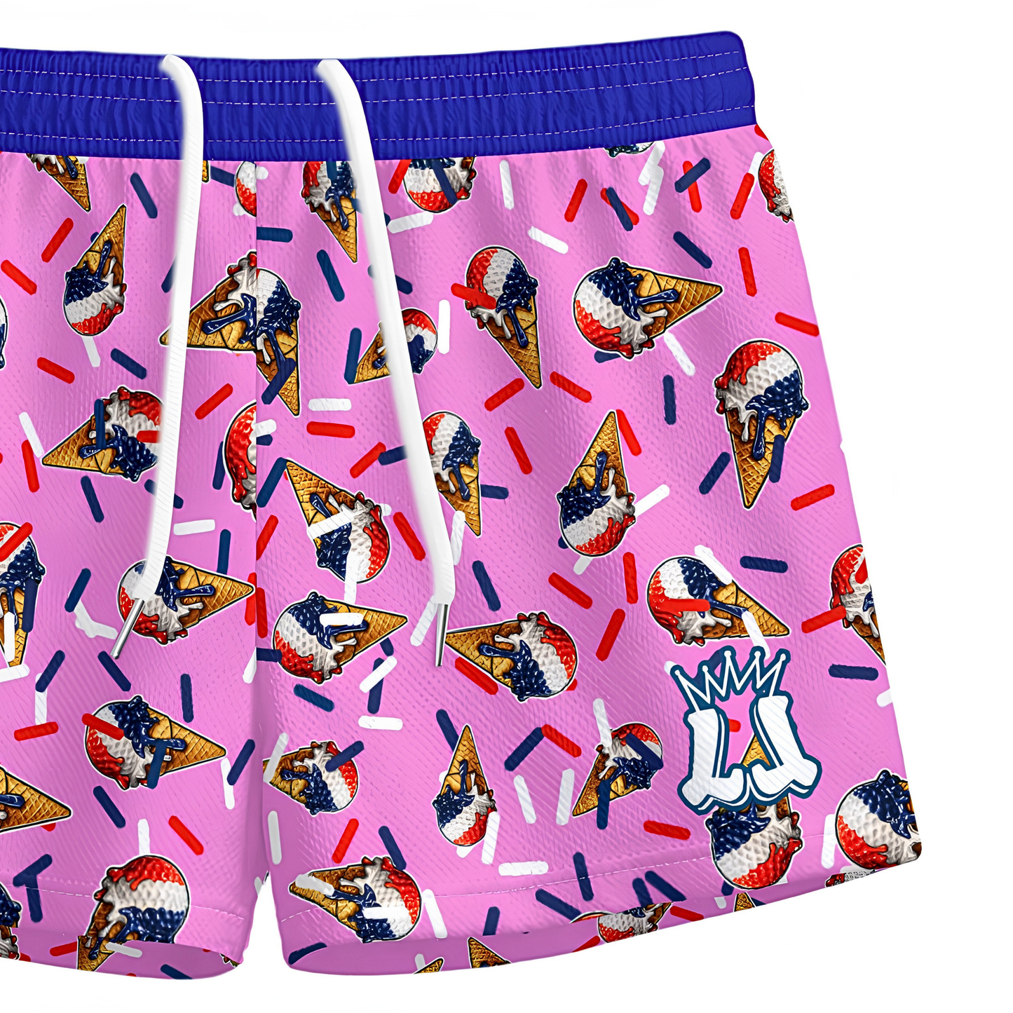 Kids Golf Shorts, Patriotic Ice Cream Mesh Shorts