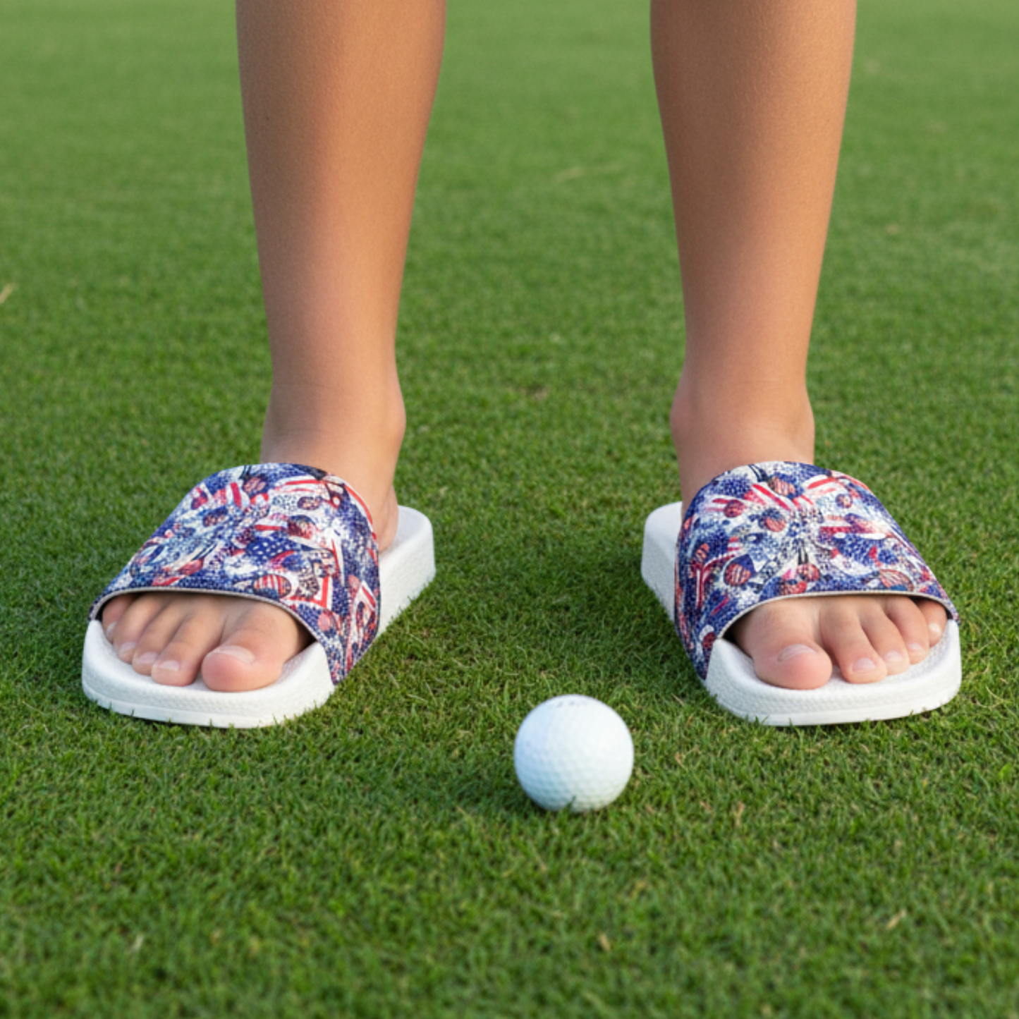 Youth Removable Strap Patriotic Golf Slides