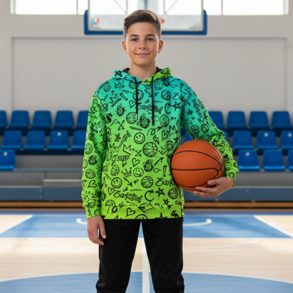 Adult Unisex Gradient Green Basketball Hoodie