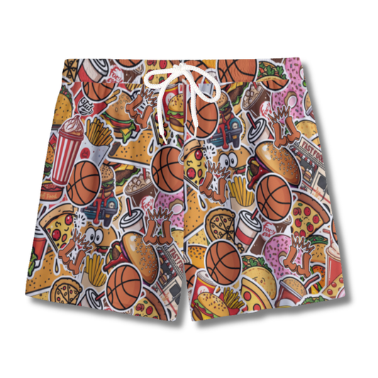 Youth Basketball Humor Fast Food Mesh Athletic Shorts