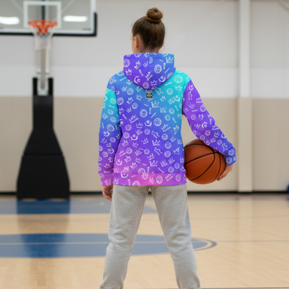 Adult Unisex Fleece Lined Basketball Hoodie: Gradient Graffiti