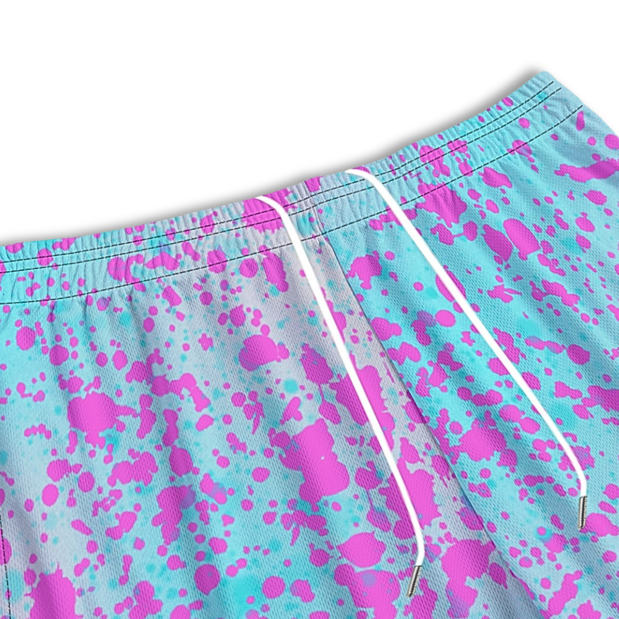 Adult Pink Paint Splatter Mesh Shorts