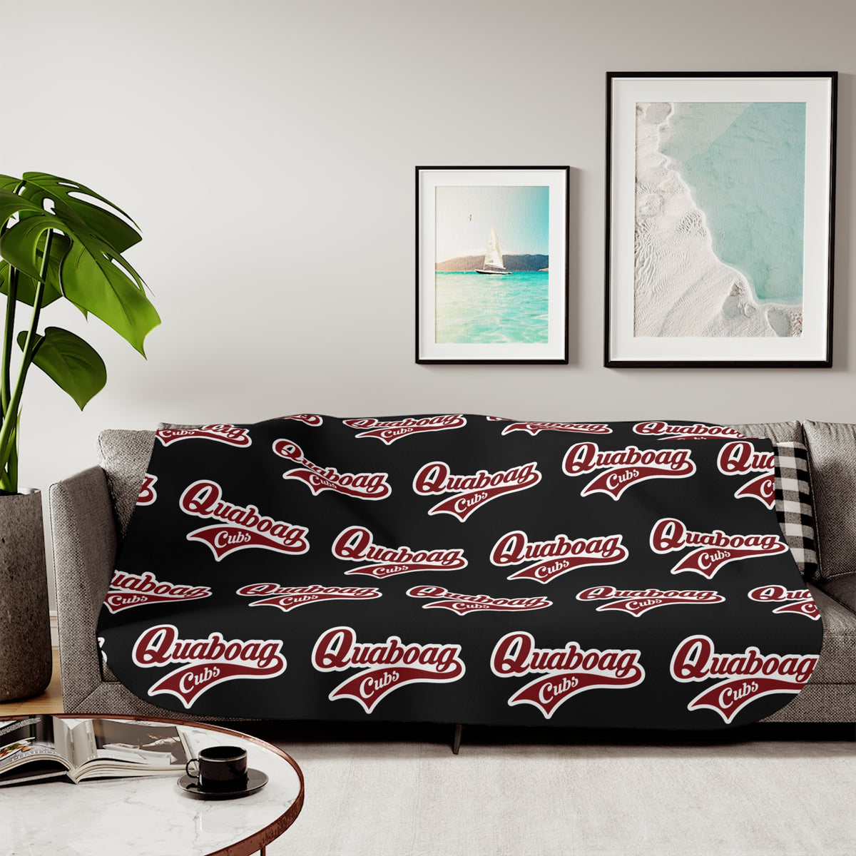 Quaboag Baseball Sherpa Blanket - Black