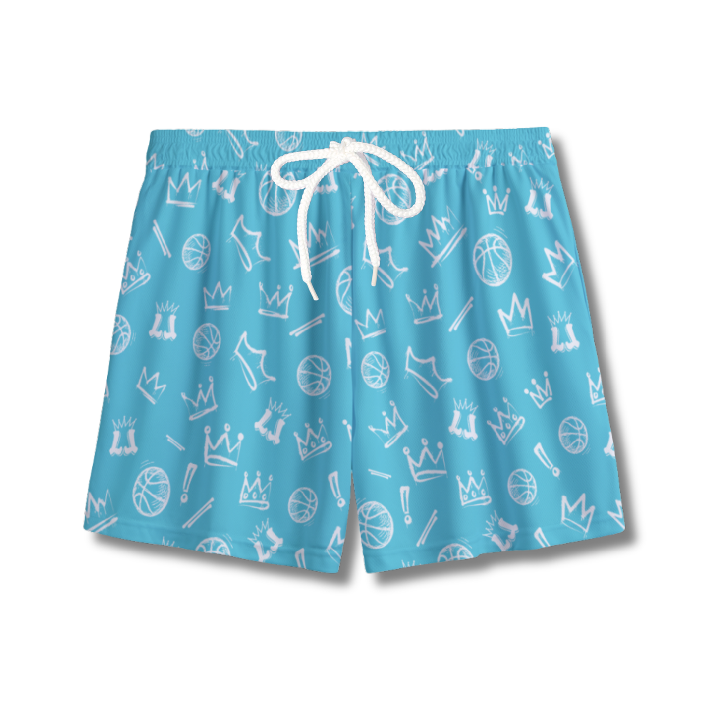 Youth Graffiti Basketball Mesh Shorts - Light Blue & White