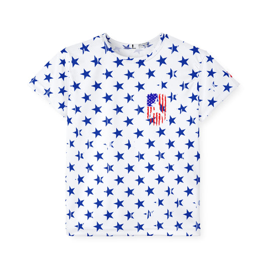 Kids Baseball American Flag Stars and Stripes Sports Jersey T-Shirt