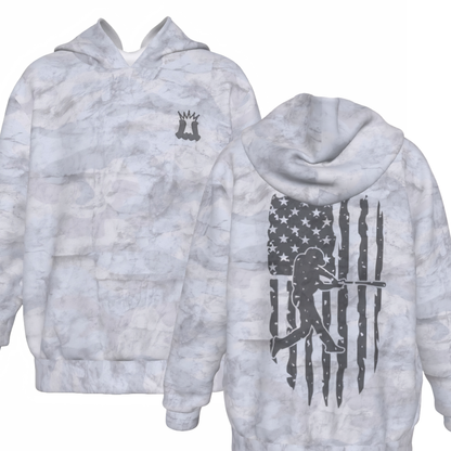 Youth American Flag Baseball Hoodie - Gray Camo