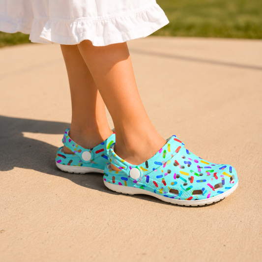 Kids Summer Clogs, Confetti Sprinkles Design