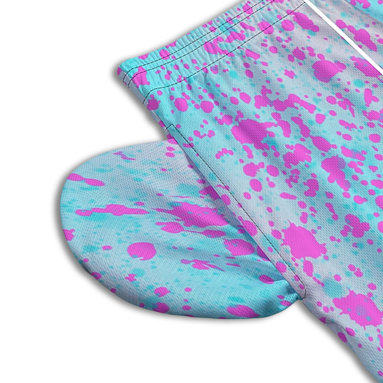 Adult Pink Paint Splatter Mesh Shorts