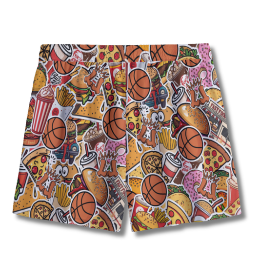 Youth Basketball Humor Fast Food Mesh Athletic Shorts