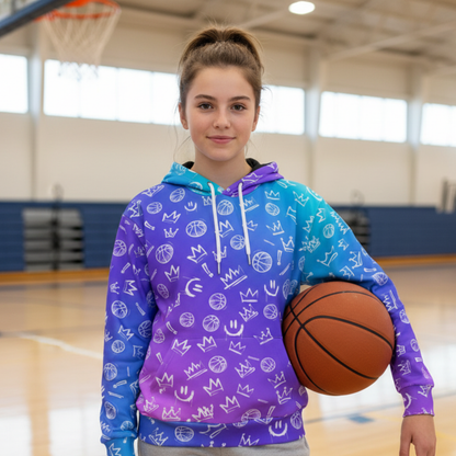 Adult Unisex Fleece Lined Basketball Hoodie: Gradient Graffiti