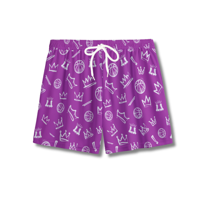 Youth Purple & White Basketball Mesh Shorts