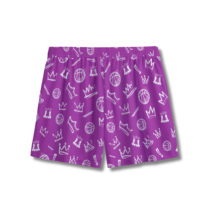 Youth Purple & White Basketball Mesh Shorts