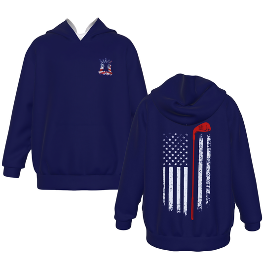 Youth American Flag Golf Hoodie, Patriotic Gift for Golfer, Kids Sweatshirt