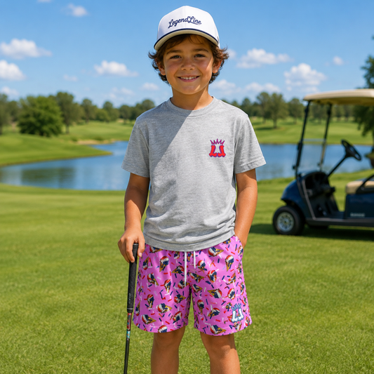 Kids Golf Shorts, Patriotic Ice Cream Mesh Shorts
