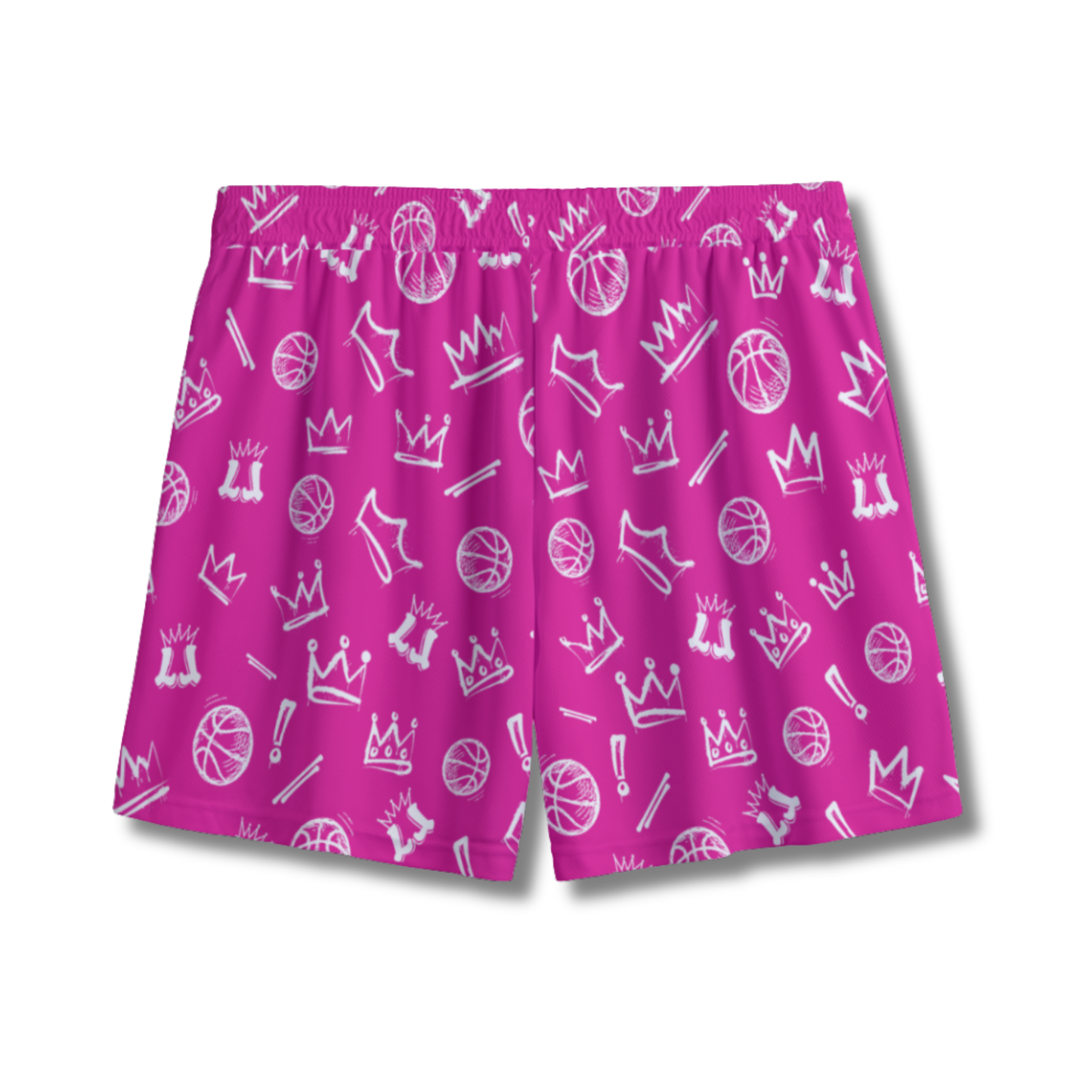 Youth Pink & White Basketball Mesh Shorts