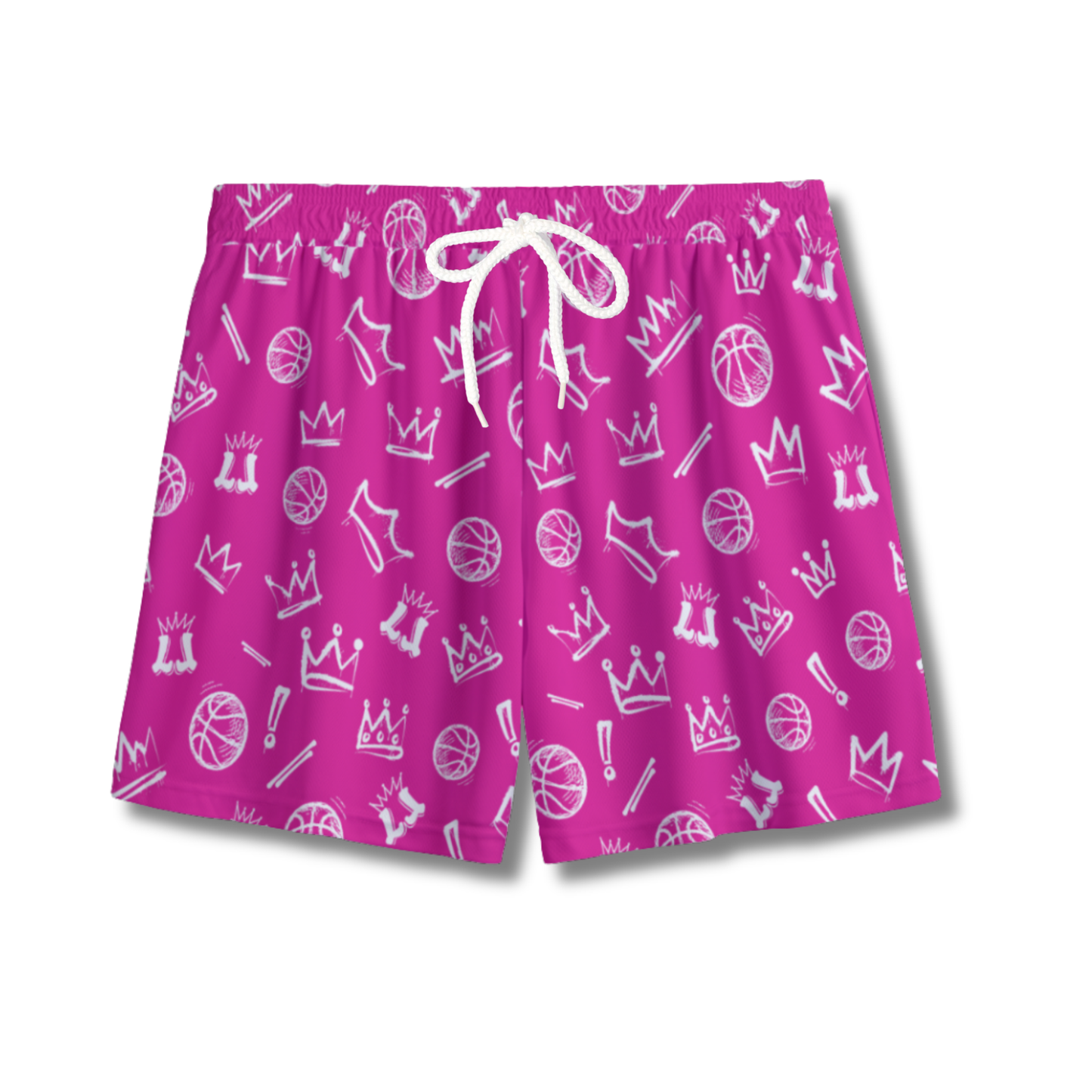 Youth Pink & White Basketball Mesh Shorts