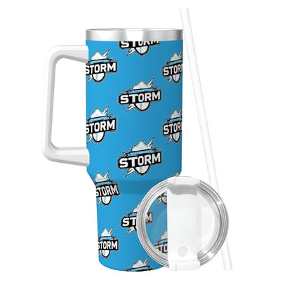 Storm Travel Coffee Mug with Handle and Straw (Blue, 40oz)