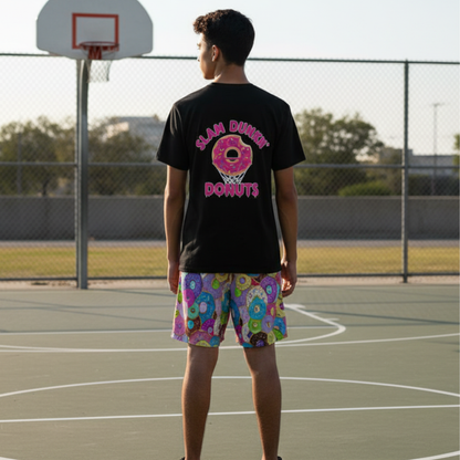 All-Over Print Adult's Mesh Shorts, Donut Design