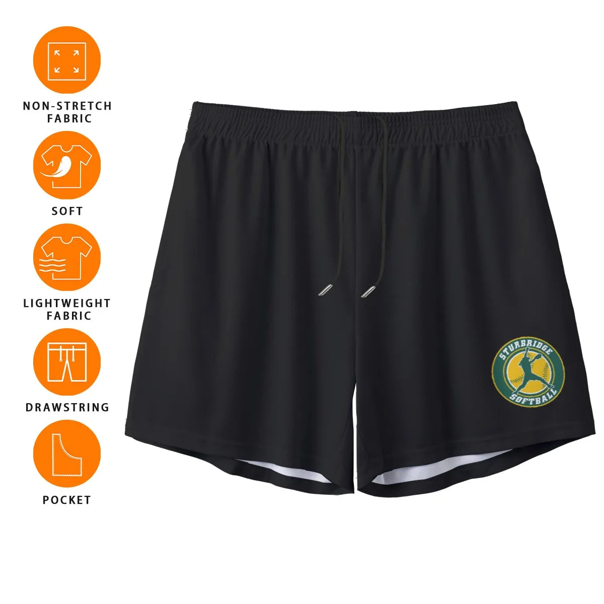 Adult Sturbridge Softball Mesh Shorts - Black Edition (no inner liner)