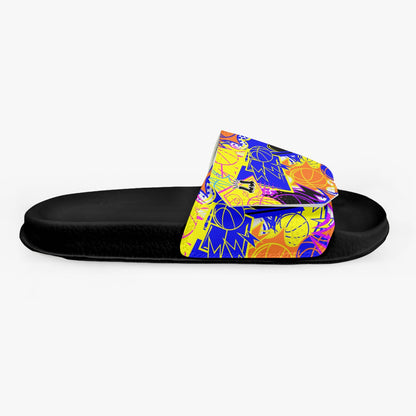 Men's Basketball Velcro Strap Slides, Gym Sandals Basketball Design