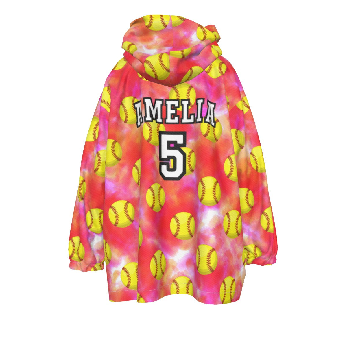 Youth Personalized Softball Blanket Hoodie