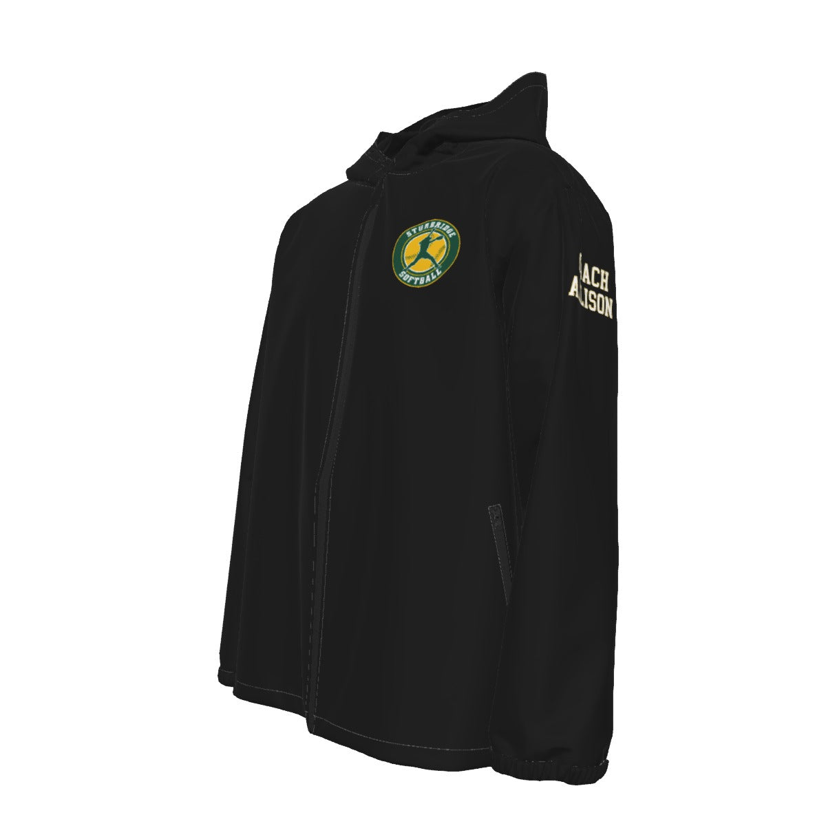 Adult Unisex Sturbridge Softball Full Zipper Windproof Jacket - Black Edition (Personalized)