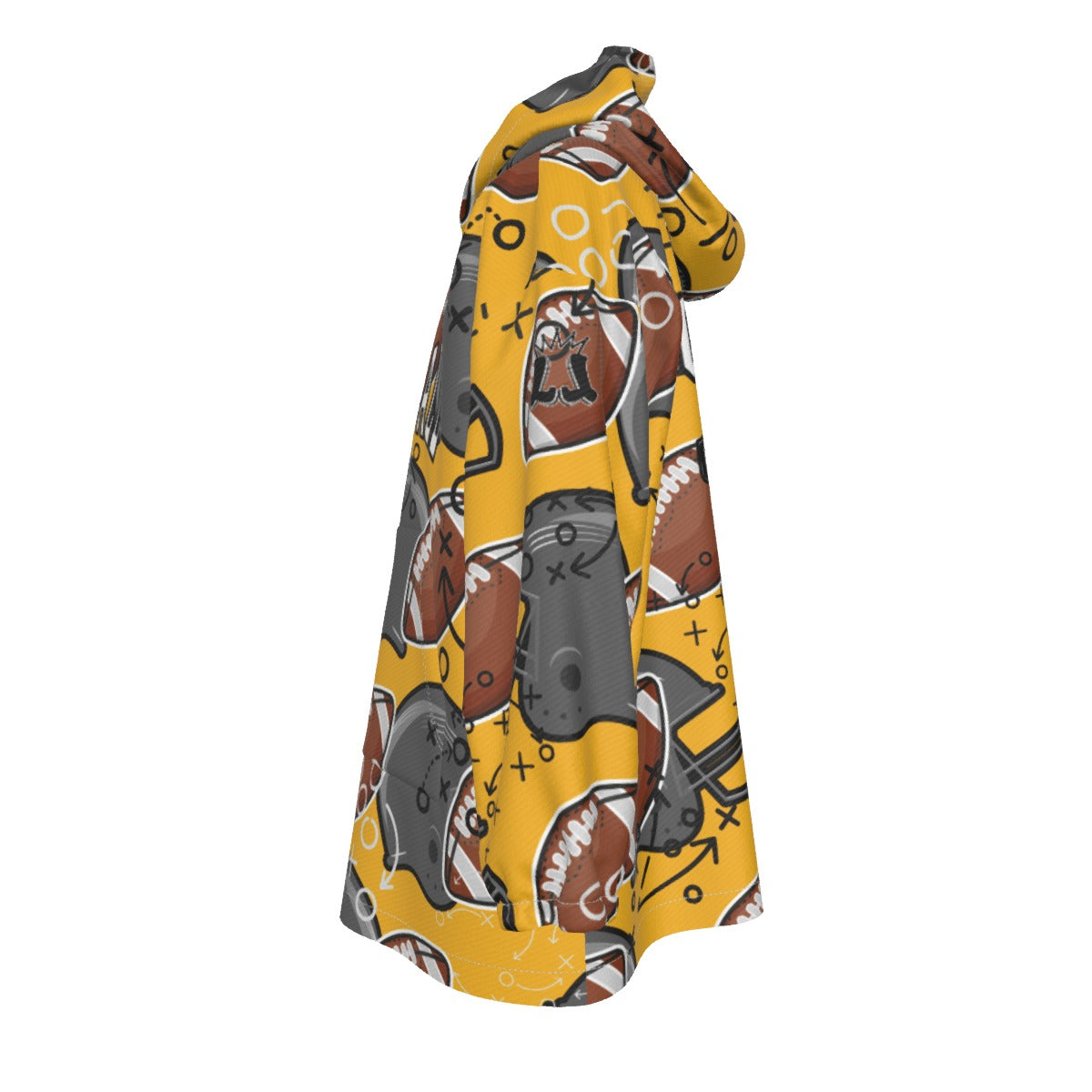 Kids Personalized Football Blanket Hoodie- Yellow