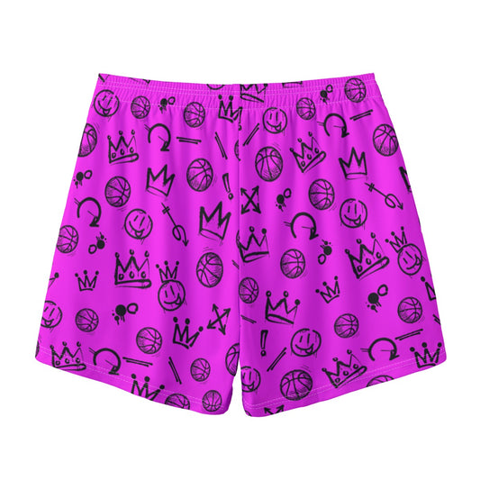 All-Over Print Pink Basketball Graffiti Shorts