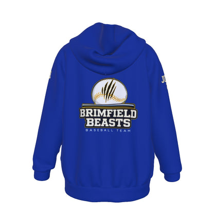 Youth Brimfield Beasts Baseball Hoodie - Blue Edition (Personalized)