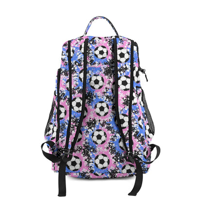 Personalized Soccer Backpack, Blue/Pink Splatter Edition