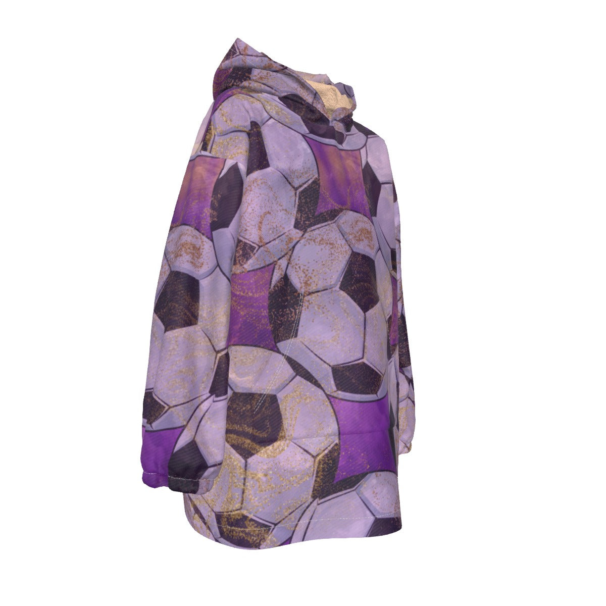 Personalized Girls Purple Soccer Blanket Hoodie