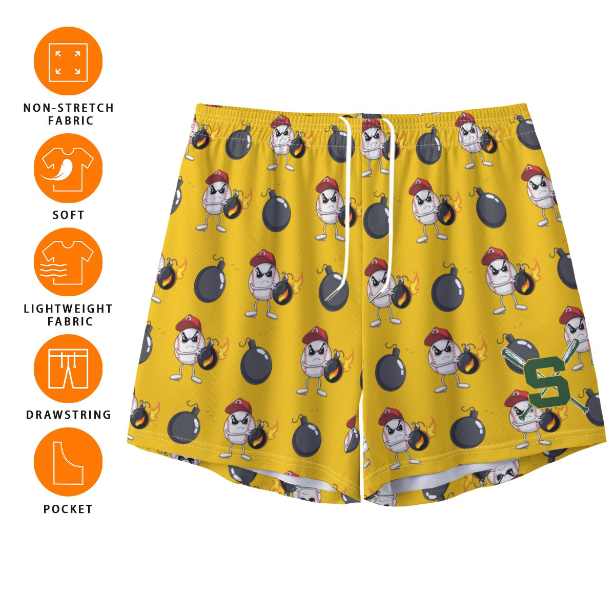 Adult Sturbridge Little League Baseball Shorts - Dropping Bombs (no inner liner)