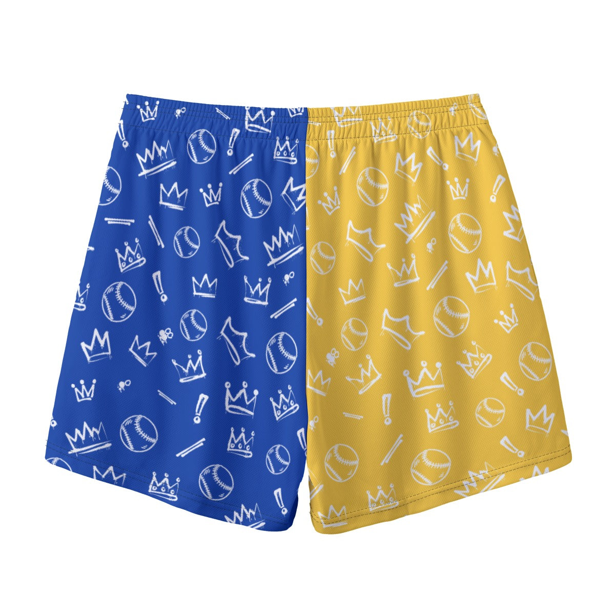 Adult Brimfield Beasts Baseball Graffiti Shorts -Yellow/Blue (no inner liner)